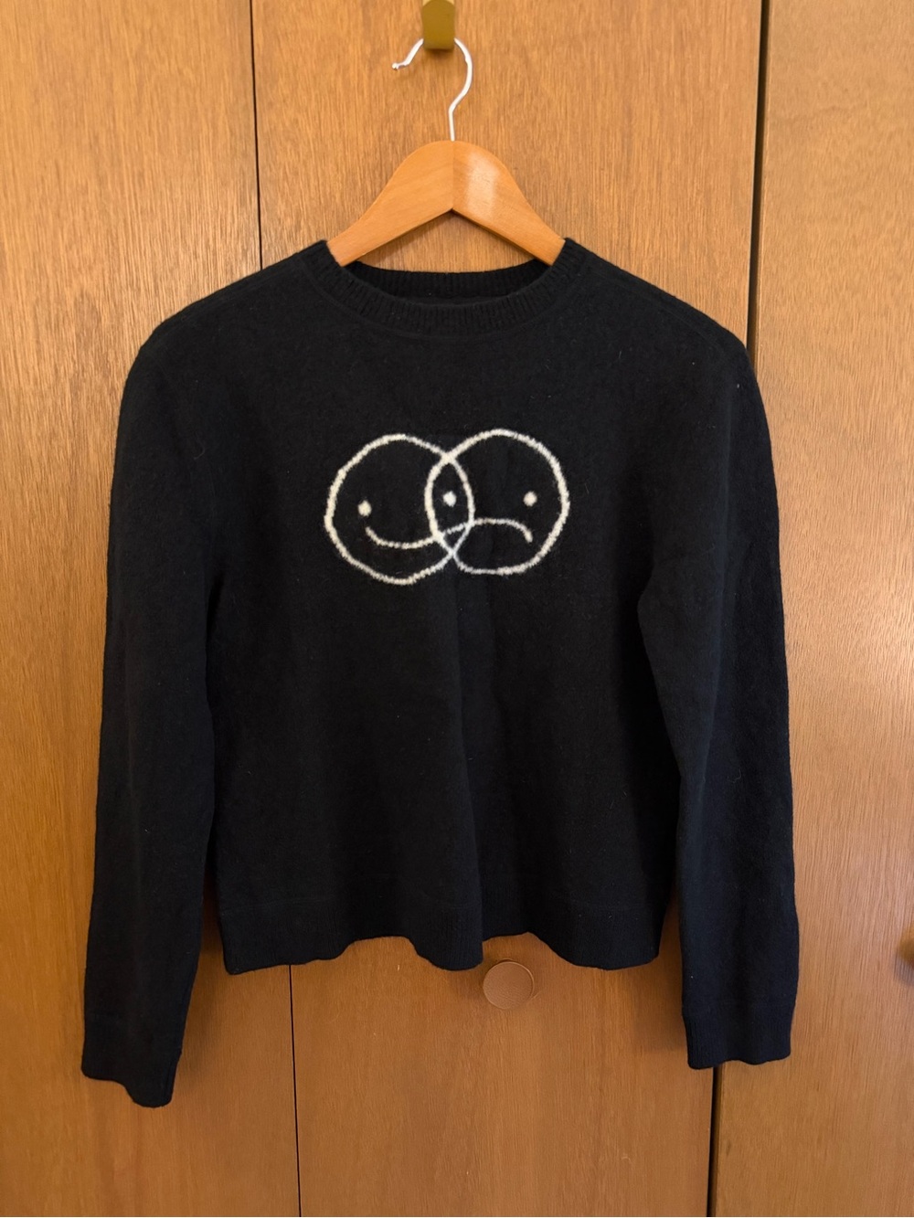 Reformation Sweater Wool Size Medium Black Intarsia